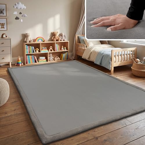 Paco Home Teppich Kinderzimmer Kinderteppich Baby Spielteppich Krabbeldecke Krabbelmatte Weich rutschfest Jungen Mädchen Deko, Grösse:200x350 cm, Farbe:Grau
