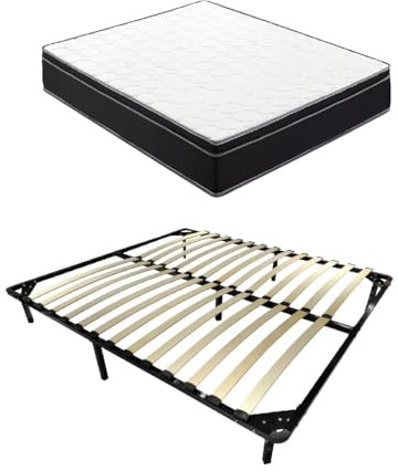 IZTOSS Matelas 160x200x26 avec Sommier a Lattes Bois et Pieds Démontables