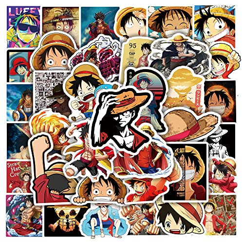 Yangsiw One Piece Anime Stickers - Cute Vinyl, Waterproof for Laptop, Phone, Cars, Skateboard, Suitcase, Guitar, Pad, Scrapbook - 50pcs