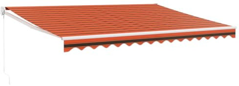 vidaXL Markise, Sonnenmarkise Einziehbar, Gelenkarmmarkise mit Kurbel, Terrassenmarkise Balkonmarkise Sonnenschutz, Orange Braun 4x3m Stoff Aluminium