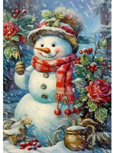 RICUVED Noël Bonhomme Peinture Diamant 5D Complet, Diamond Painting Noël Diamant Peinture Point, Kit de Peinture Diamanté DIY pour Adulte, Décoration Murale Decor 30x40cm