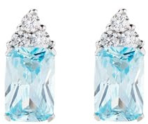 Amen Gioielli, Orecchini Princess, Orecchini Donna Argento 925, Rodiato con Zirconi Acquamarina e Bianchi, Regalo Donna