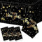 Silvester-Party-Zubehör, 3 Stück, Happy New Year, Kunststoff-Tischdecken für Weihnachten, Neujahr, 2025, rechteckig, Schwarz/goldfarben