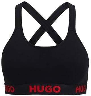 HUGO Womens BRALETTE PADDED SPORTY LOGO Logo-band bralette in stretch cotton