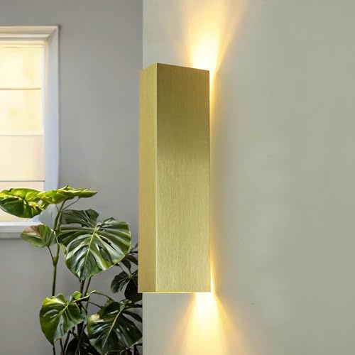 Wandlampe innen Up Down H: 30 cm B: 5,5 cm klein indirektes Licht 2-flammig GU10 in Gold Modern Metall Wandleuchte Flur Wohnzimmer