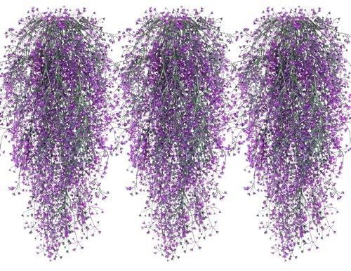 6 Pcs Artificial Hanging Plants Fake Ferns Faux Ivy Hanging Vines Wall Plants for Indoor Outdoor Garden Patio Yard Room Party Weddings Home Decorations, Fuchsia