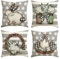 Artoid Mode Striefen Hasen Blumen Ostereier Ostern Kissenbezüge 4er Set, 40x40 cm Saisonnal Zierkissenbezug Cushion Cover Couch Wohnzimmer Deko