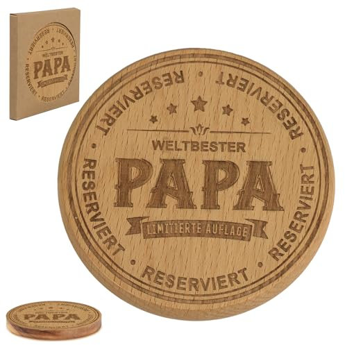 Weltbester Papa Geschenke Holz Untersetzer Geburtstag Bierdeckel Wein Bester Vater Getränkeuntersetzer Tassenuntersetzer Bier Getränke für Geburtstag Jubiläen Vatertag Weihnachten Tisch Deko