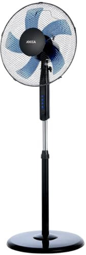Jocca - Ventilador de Pie 45W| 3 Velocidades| Base Redonda| Diamétro 40cm| Altura Ajustable 125cm| 5 Aspas| Silencioso| Negro| Ruido 53 dB(A)| Rendimiento de Alta Velocidad