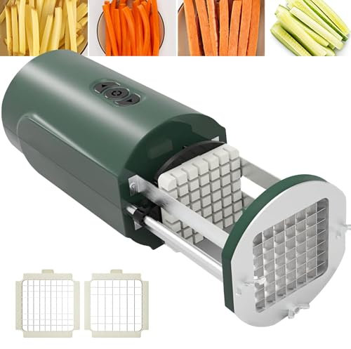 AUTUMFLATGAO Coupe-Frites électrique, Coupe-Frites en Acier Inoxydable avec Lame 1/2 Et 3/8, Coupe-Pommes De Terre Automatique, Trancheuse De Pommes De Terre pour Carottes Et Concombres