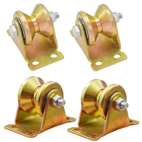 CEEYSEE 4 Pcs V-Groove Steel Swivel Pulleys, Wire Rope Pulleys, Heavy Duty Castors, Silent Bearing Pulleys, Sliding Door Track Rollers, Tripod Mounted Pulley Block, Load Capacity 210 Kg(U/VXHL）