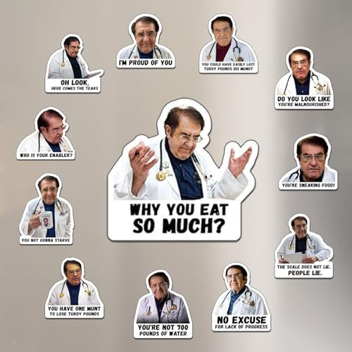 12 Pack Dr Now Magnets Fridge, Dr. Nowzaradan Fridge Magnet - 10 × 10cm Strong Magnets, Black Text, Motivational Diet Helper - Why you eat so much