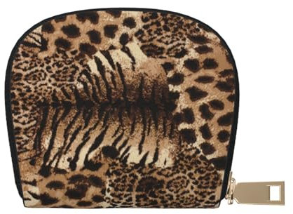 Hzhuaoeg Porte-cartes de crédit en cuir à motif léopard avec fermeture éclair pour pièces de monnaie et cartes de visite pour homme et femme, blanc, Taille unique