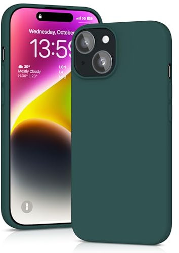 YATWIN für iPhone 13 Hülle, Premium Silikon Handyhülle mit Kameraschutz, Seidig-Weicher Berühren Ultra Dünne Stoßfeste Kratzfeste Schutzhülle, Grün