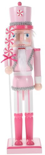 MAGICLULU 1Pc Bambola Schiaccianoci Di Natale Rosa Schiaccianoci Burattino Soldato Di Legno Per La Casa Desktop Decorazioni Natalizie C