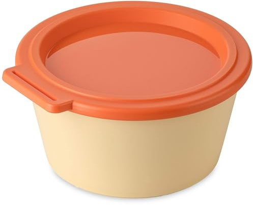 Koziol NORA BOX 700 ml | Frischhaltedose mit Deckel bruchfest auslaufsicher | biozirkulärer Kunststoff spülmaschinen- & gefriergeeignet melaminfrei | Küche Camping Picknick (sweet yellow/strong coral)