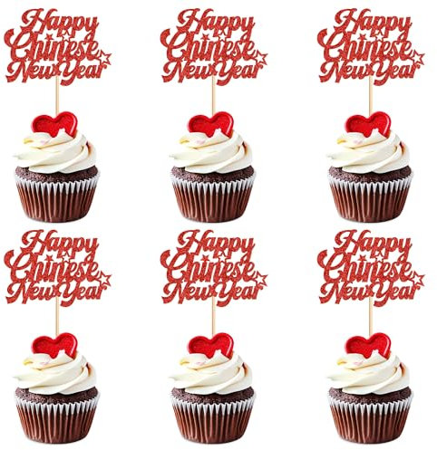 Blumomon 24 Stück Frohes Neues Jahr 2026 Tortenaufleger, Happy New Year Cake Topper Neujahr 2026 Party Dekorationen, Silvester Party Tortenaufleger