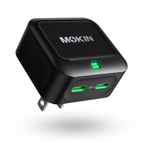 USB C Charger Block 45W, Dual Port Flat Wall Charger Fast Charging Block | Dual Usbc Charger Block GaN+ PD Power Adapter with Foldable Plug Cube for iPhone 17/16/15 Series/iPad/Pixel/Samsung/Switch