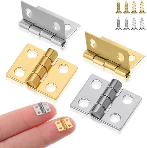 32 Stück Scharniere Klein mit Schrauben, 8mm × 10mm Mini Scharniere Klappbar, Schranktür Scharnier, Klappscharnier für Aufbewahrungsboxen,Truhe, DIY Projekte, Modellbau