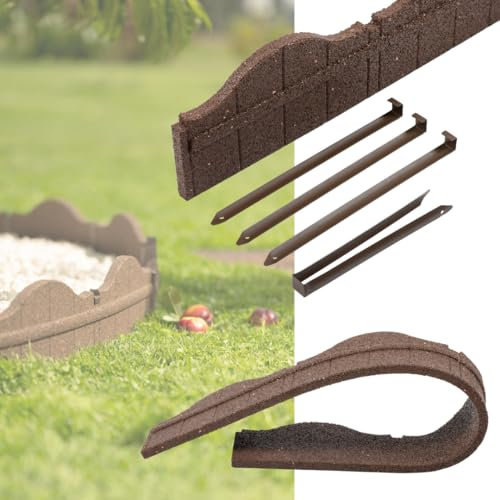 Gartenpalisade Rasenkante Beeteinfassung Beetumrandung 120cm Beetkante Welle (Braun)