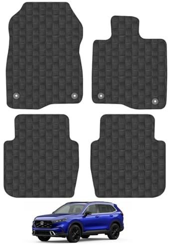 Honda CR-V (2023+) Hybrid Heavy Duty Thick Rubber Car Mats Accessories Tailored Fit Front Rear Set Compatible Accessory Waterproof Durable Non-Slip 5mm Full Coverage Protection with Clips