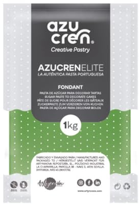 Azucren, Rollfondant, Einfach zu Verwenden, Glatt, Flexibel, weich und Biegsam, Perfekt zum Dekorieren von Kuchen, Halal, Koscher, Glutenfrei, Zitronen-Aroma, 1 Kg (Grün)