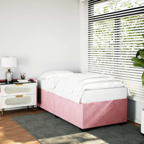 MOBCANT Bettgestell, Hausbett Polsterbett Bett Doppelbett Geeignet für Schulen Gästezimmer Hotel Wohnungen Rosa 100x200 cm Samt