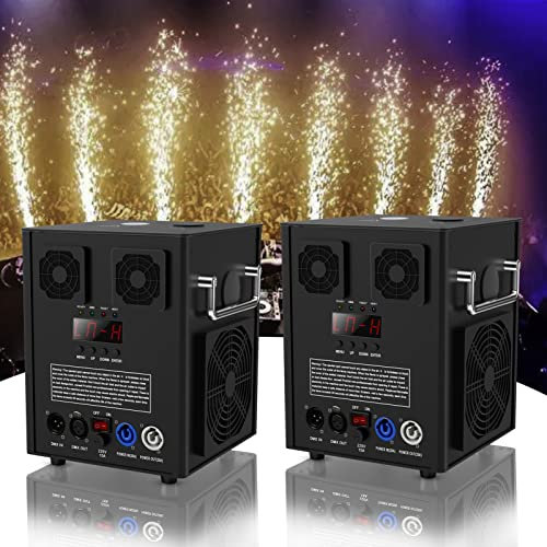 Osusuent Macchina a Scintilla Fredda, 700W Nero Effetti Speciali Macchine con d-mx512 (3CH) Telecomando Senza Fili Macchine Pirotecniche per Nozze Bar Stage Party Halloween Natale Matrimoni