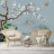 SIJIFACAI Blossoming Plum Tree with Birds - Custom Size Wall Murals Removable Large Photo Wallpaper for Living Room, Bedroom,Office,Self-Adhesive Wallcovering,No PVC