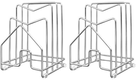 Pot Lid Organizer Cutting Board Holder Inside Cabinet 304 Stainless Steel Pots and Pan Organizer Under Cabinet Pot Cover Cookie Sheet Bakeware Serving Tray Cooling Rack Stand Kitchen Countertop Silver