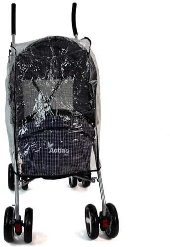 Actiaspet Pet Stroller with Waterproof Cover Foldable with Swivel Wheels 15 kg Carrying Capacity (Blue Check, Stroller + Cover)