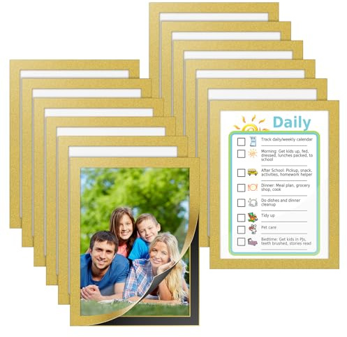 12PCS A4 Magnetic Photo Frames, Self Adhesive Magnetic Picture Frames for Fridge, Magnetic Poster Frame A4 Paper Display Frame for Paintings, Photos, Notices, Certificate, Poster