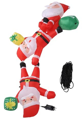 Fockety Aufblasbarer Weihnachtsmann, 8,2 Fuß Große Weihnachtsdekoration für den Außenbereich mit Superhellem LED-Licht und Integriertem Ventilator, Wasserfestes, Winddichtes Polyester (EU-Stecker