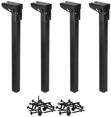 NBYTLT 4Pcs 90° Iron Folding Table Legs, 35cm with Self-Locking Hinges | Metal Foldable Furniture Legs with Screws, Heavy Duty Coffee Table Feet, Replacement Legs for TV Cabinet, Laptop Tablea