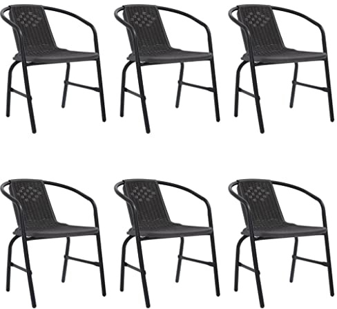 Mokuyary Gartenstühle 6er Set Rattan-Optik Kunststoff und Stahl 110 kg Balkonstuhl Terrassenstühl, Esszimmerstühle für Terrasse, Garten, Balkon