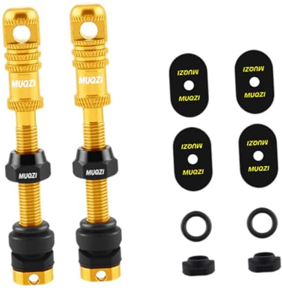 Amagogo 2 Stück Tubeless-Ventilschaft 65 mm -Ventilkappen für Mountainbike-Fahrradreifen, Gold