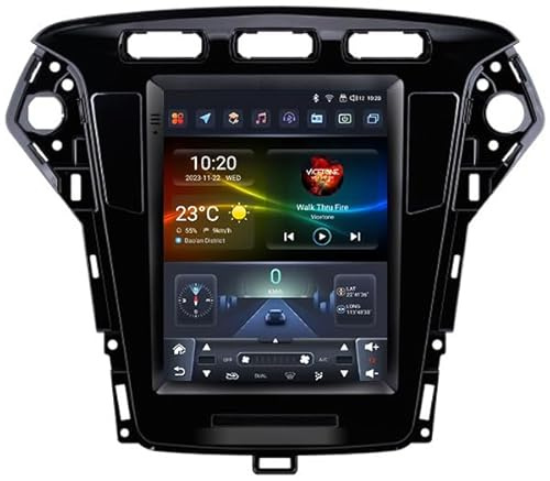 ZQWZY Android 15 9.7 Zoll HD Bildschirm Doppel Din Autoradio Mit GPS Navi Für Ford Mondeo Fusion MK4 2011-2013 Androides Autoradio GPS Unterstützen DAB+ Lenkradsteuerung 4G WiFi Bluetooth Carplay