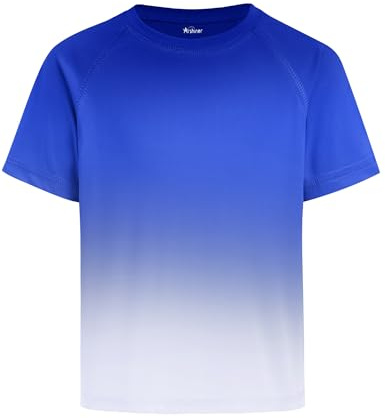 Arshiner UV Shirt Boys Kids Gradient T-Shirts Short Sleeve Swim Shirt UPF 50+ Sun Protection Summer Swimming Shirt Crew Neck Lightweight Quick-Drying Rash Guard for Beach Pool Blue 10-11 Years