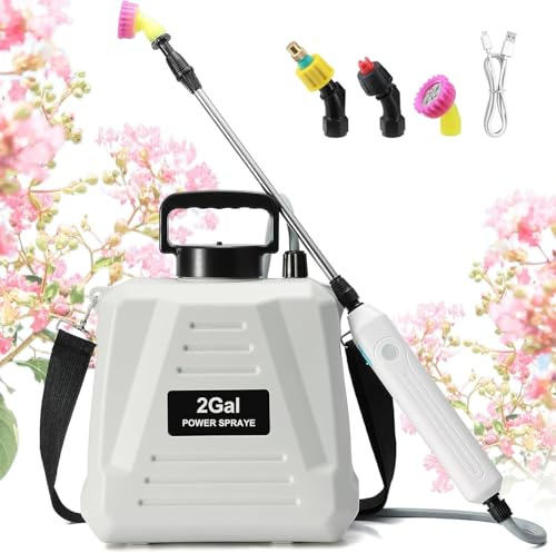 Spruzzatore Elettrico Batteria8L, Spruzzatore Elettrico per Piante, Irroratore a Batteria con 2h di Autonomia, Asta Telescopica 88cm, 4 Modalità di Spruzzo, per Giardino, Piante, Pulizia, Disinfezione