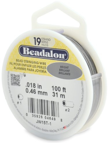 Beadalon 31 m Reel 0.46 mm Diameter 19 Strand Wire, Bright