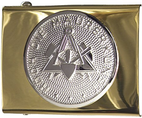 JOB Koppelschloss Maurer-Emblem, Farbe gold/silber aus Messing, poliert