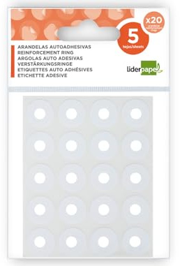 Liderpapel Arandelas Autoadhesivas Blancas Sobre De 5 H