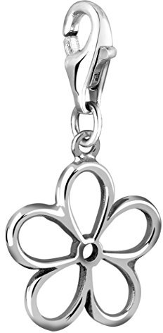 Nenalina Blume Karabiner Charm Anhänger für Bettelarmband aus 925 Sterling Silber 713018-000