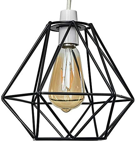 MiniSun | Retro Style Black Metal Basket Ceiling Light Shade | Pendant Lights, Home Décor & Improvement Essential