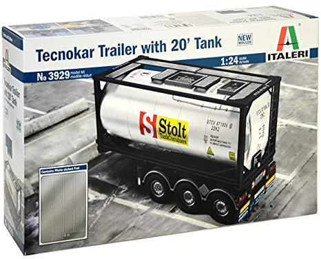ITALERI 3929S - 1:24 Tecnokar Trailer w/ 20ft Tank , Modellbau, Bausatz, Standmodellbau, Basteln, Hobby, Kleben, Plastikbausatz, detailgetreu, Unlackiert