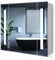 Quavikey® Bathroom Mirror Cabinets with Lights and Shaver Socket Grey Bathroom Storage Cabinet Wall Mounted with Shelf 650x600