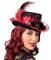 Orlob Gothic-Zylinder, Rot, Damen, Piraten-Fans, Zylinder, Karnevalshut, Halloween, Historisch, One Size Fits Most