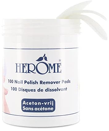 Herome Pflegender Nagellackentferner, Acetonfrei, Reisegröße, 100 Pads