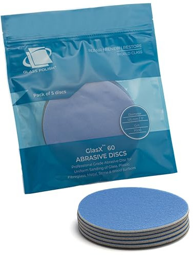 GLASS POLISH 14502 GlasX60 Professionelle Schleifscheiben für Glas und Kunststoff | Körnung P600 | Ø 125 mm | 5 Stück