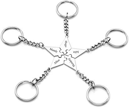 JSDDE Personalized Schlüsselanhänger Set Pentagramm Stern Puzzle Schlüsselanhänger Personalisiert Geschenk für Schwester Partner Freunde
